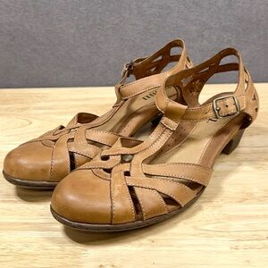 Cobb Hill Aubrey Women's Sandal Tan Leather Closed Toe Heel 9.5 M Nonslip Dressy